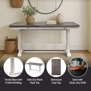Solid Wood Flip-Top Console & Dining Table  Wooden Bazar