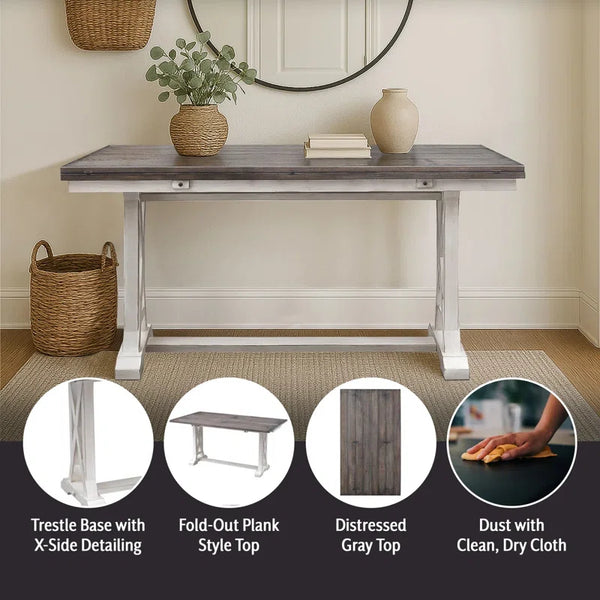 Solid Wood Flip-Top Console & Dining Table  Wooden Bazar