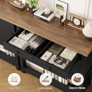 Latiasha 35.4" Console Table with Drawers and Cabinet  Wooden Bazar