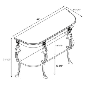 Console Table with Ornate Horse Motif Legs  Wooden Bazar
