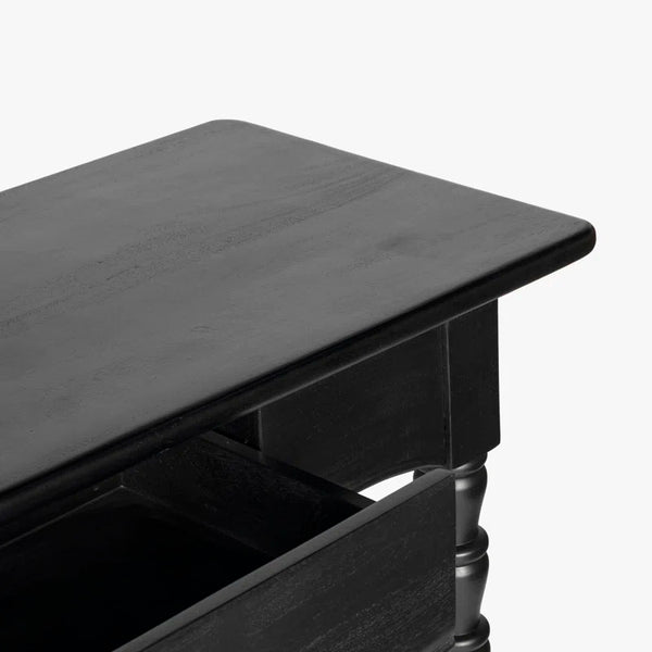 Isabel Spindle Solid Wood 2-Drawer Console Table with Brass Knobs  Wooden Bazar
