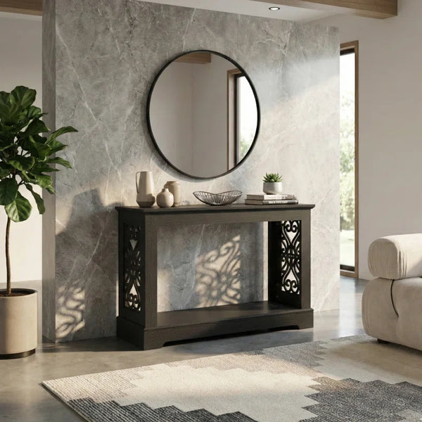 Wood Console Table with Open Shelf  Wooden Bazar