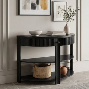 Console Table with Drawer & Shelves  Wooden Bazar