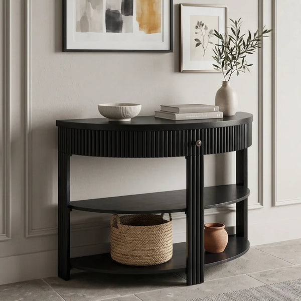 Console Table with Drawer & Shelves  Wooden Bazar