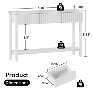 Valdemara 3-Drawer Console Table with Lower Shelf  Wooden Bazar