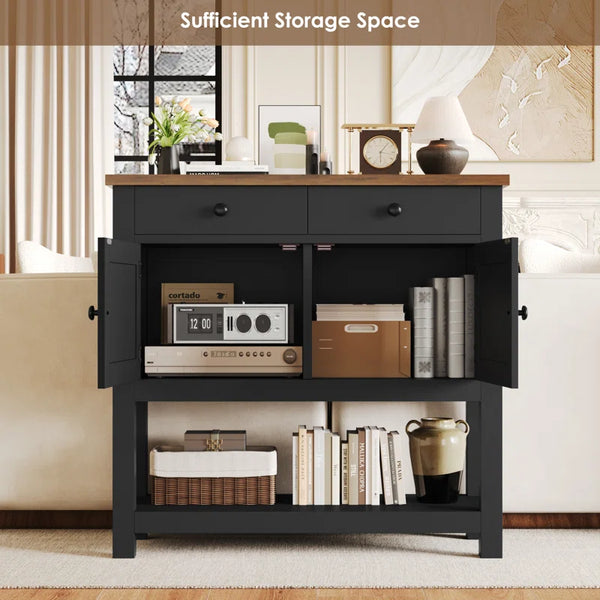 Latiasha 35.4" Console Table with Drawers and Cabinet  Wooden Bazar