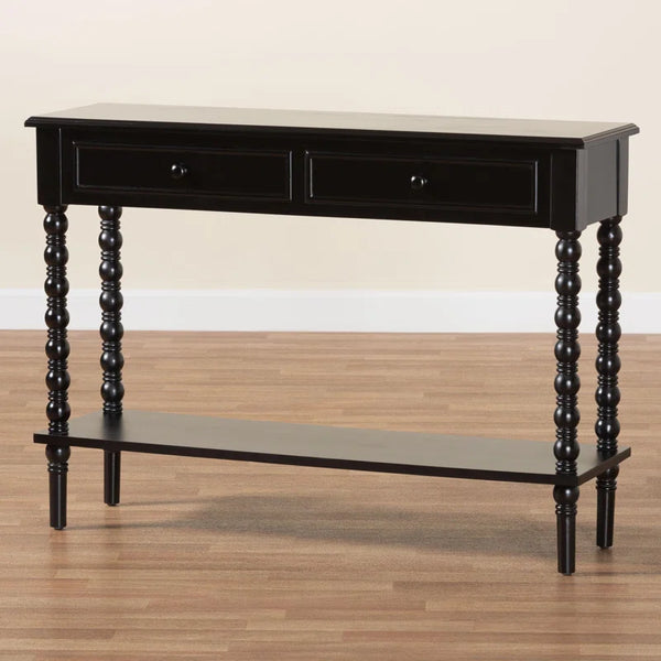 Laura Baxton Studio Malinda Classic Black Wood 2-Drawer Console Table  Wooden Bazar