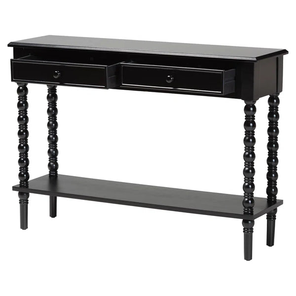 Laura Baxton Studio Malinda Classic Black Wood 2-Drawer Console Table  Wooden Bazar
