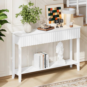 Valdemara 3-Drawer Console Table with Lower Shelf  Wooden Bazar