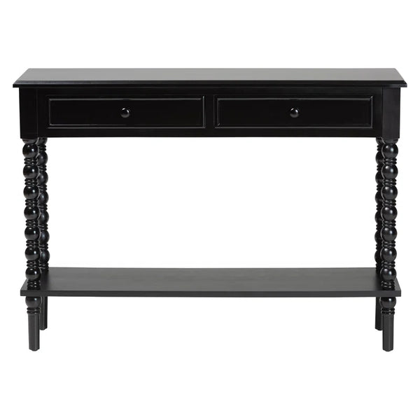 Laura Baxton Studio Malinda Classic Black Wood 2-Drawer Console Table  Wooden Bazar