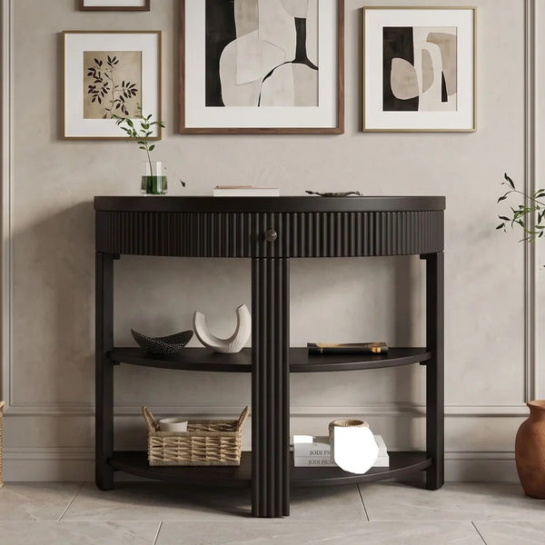 Console Table with Drawer & Shelves  Wooden Bazar