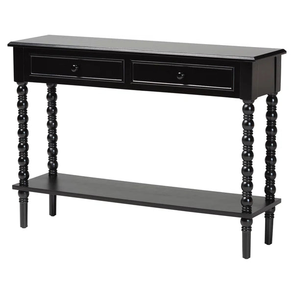 Laura Baxton Studio Malinda Classic Black Wood 2-Drawer Console Table  Wooden Bazar