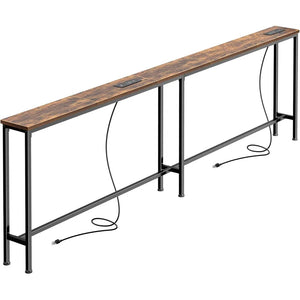 Sofa Console Table with Power Outlets & USB-C Ports  Wooden Bazar