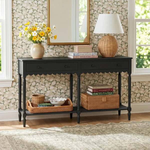 Branden 2-Drawer Console Table  Wooden Bazar