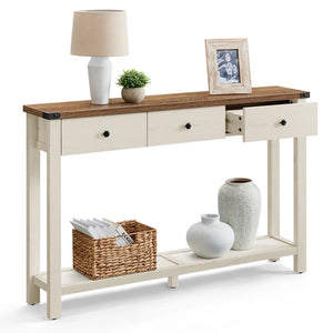 Sahai Traditional Console Table with 3 Drawers  Wooden Bazar