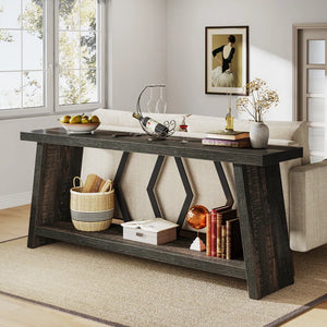 Extra-Long Console Table with Spacious Tabletop  Wooden Bazar