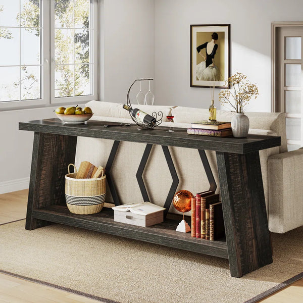 Extra-Long Console Table with Spacious Tabletop  Wooden Bazar
