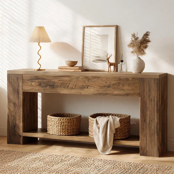 Industrial Console Table with Manufactured Wood Top  Wooden Bazar