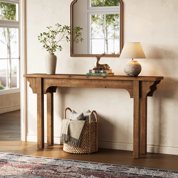 Mid-Century Modern Solid Wood Console Table  Wooden Bazar