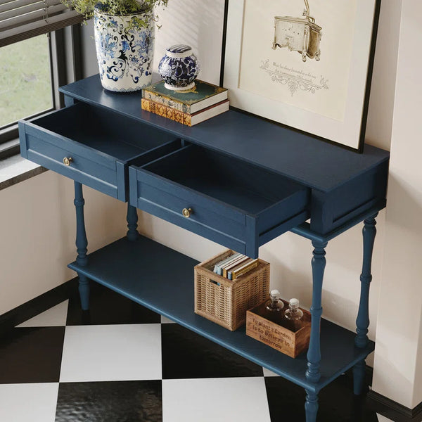 Mid-Century Modern Console Table with 2 Drawers  Wooden Bazar