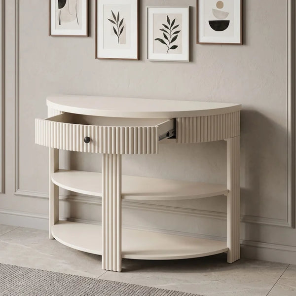 Console Table with Drawer & Shelves  Wooden Bazar