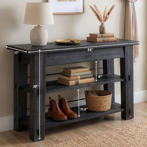 Solid Wood Top Console Table – Black Entryway & Hallway Table  Wooden Bazar
