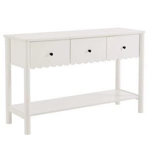 Emmeline 3-Drawer Scalloped Console Table  Wooden Bazar