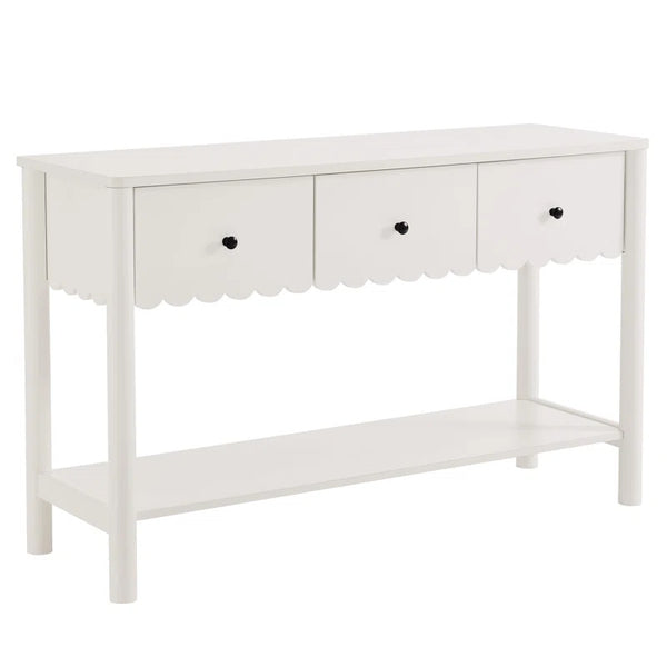 Emmeline 3-Drawer Scalloped Console Table  Wooden Bazar