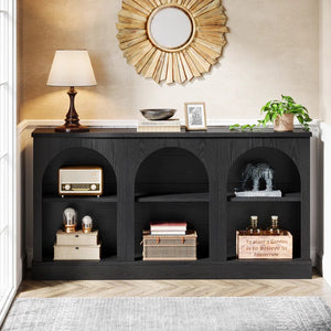 Farmhouse Console Table with 3-Tier Storage  Wooden Bazar