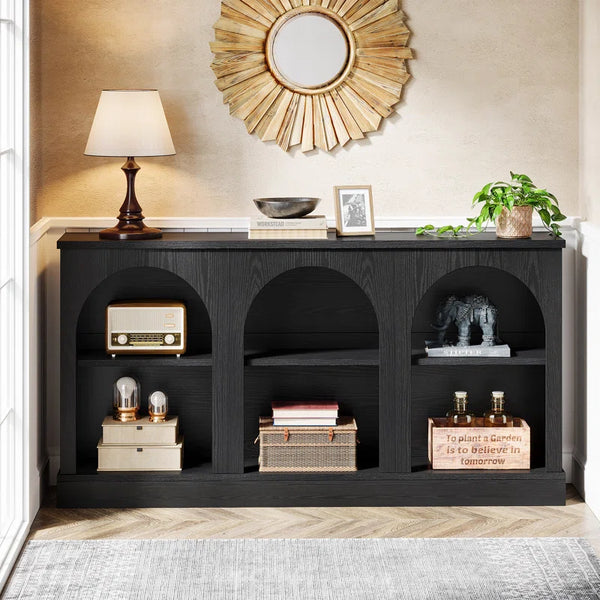 Farmhouse Console Table with 3-Tier Storage  Wooden Bazar