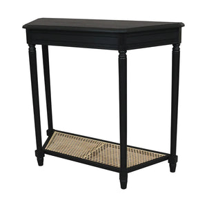 Carterlee Demilune Console Table with Cane Shelf  Wooden Bazar