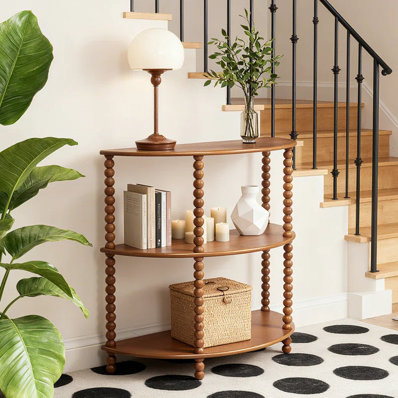 3-Tier Half-Moon Console Table – Vintage Entryway Table for Living Room, Hallway & Foyer  Wooden Bazar