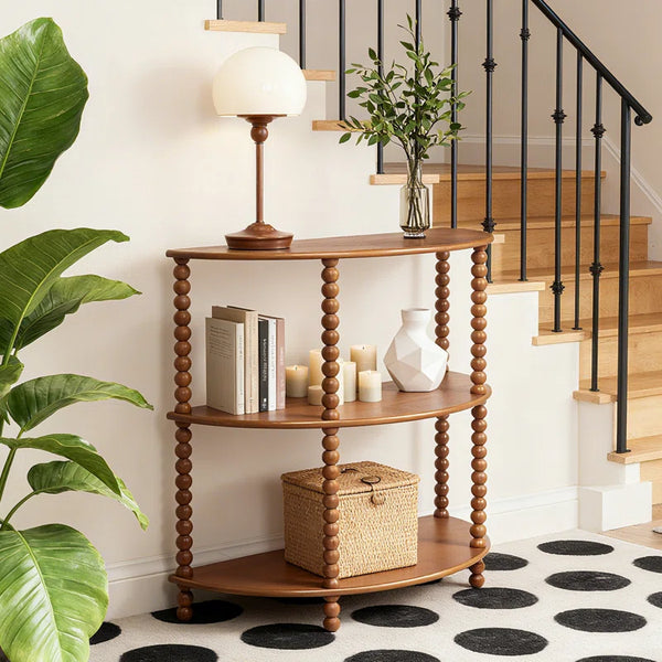 3-Tier Half-Moon Console Table – Vintage Entryway Table for Living Room, Hallway & Foyer  Wooden Bazar