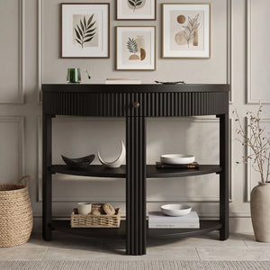 Console Table with Drawer & Shelves  Wooden Bazar