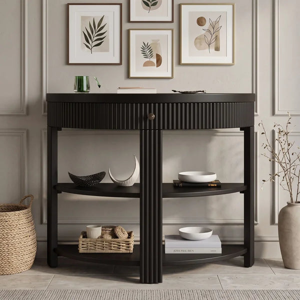 Console Table with Drawer & Shelves  Wooden Bazar