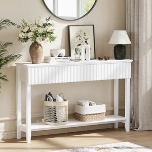 Valdemara 3-Drawer Console Table with Lower Shelf  Wooden Bazar