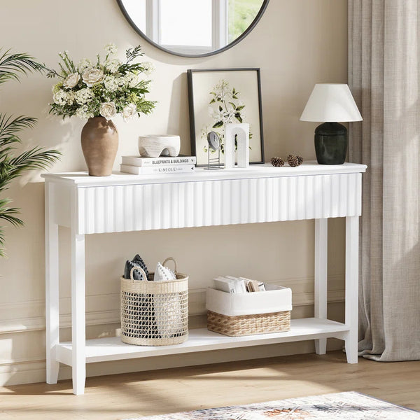 Valdemara 3-Drawer Console Table with Lower Shelf  Wooden Bazar