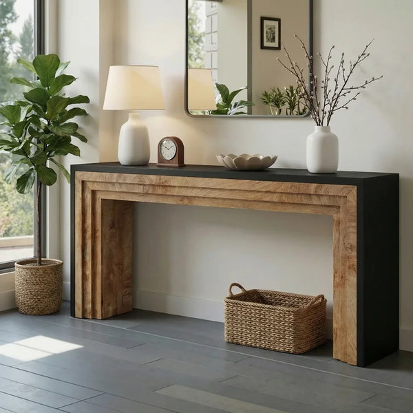 Long Console Table for Entryway  Wooden Bazar