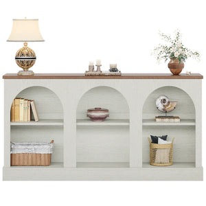 Farmhouse Console Table with 3-Tier Storage  Wooden Bazar
