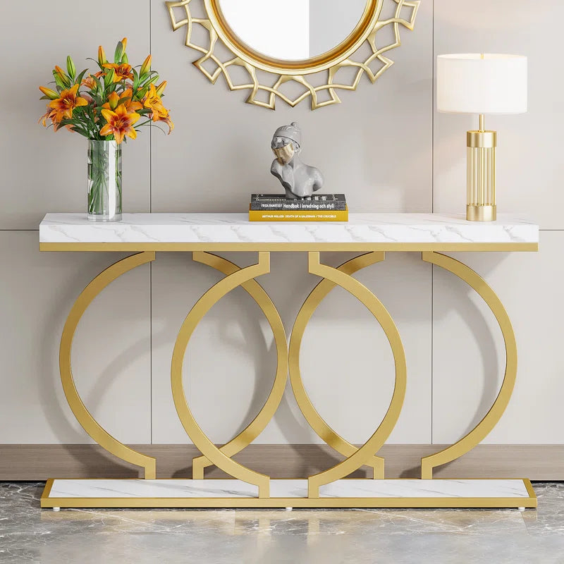 Korrion Narrow Console Table with Metal Base  Wooden Bazar
