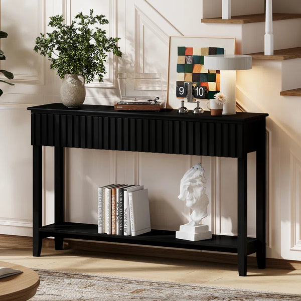 Valdemara 3-Drawer Console Table with Lower Shelf  Wooden Bazar