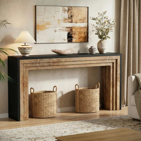 Long Console Table for Entryway  Wooden Bazar