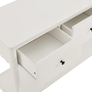 Emmeline 3-Drawer Scalloped Console Table  Wooden Bazar
