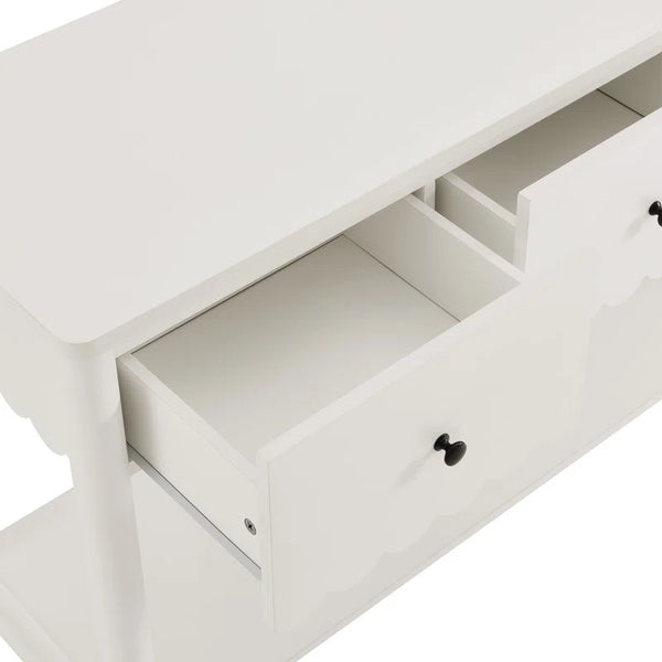 Emmeline 3-Drawer Scalloped Console Table  Wooden Bazar