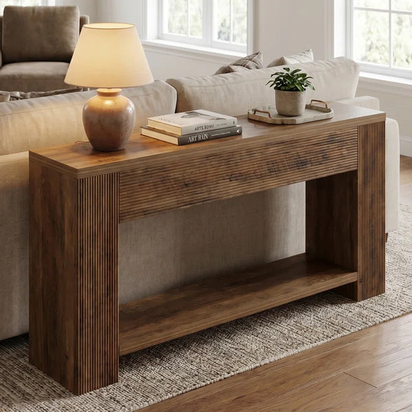 Industrial Console Table with Manufactured Wood Top  Wooden Bazar