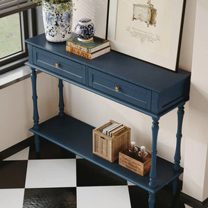 Mid-Century Modern Console Table with 2 Drawers  Wooden Bazar