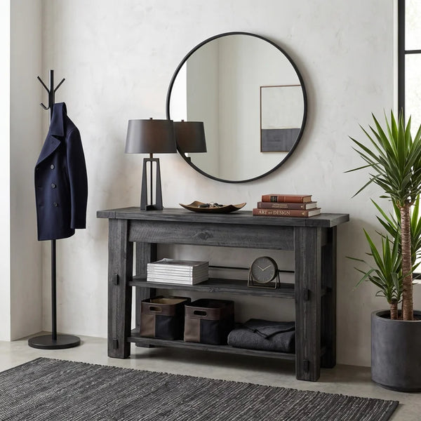 Solid Wood Top Console Table – Black Entryway & Hallway Table  Wooden Bazar