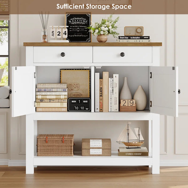 Latiasha 35.4" Console Table with Drawers and Cabinet  Wooden Bazar