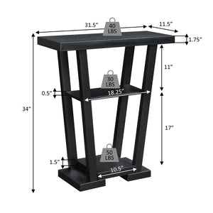 Console Table with Shelves  Wooden Bazar