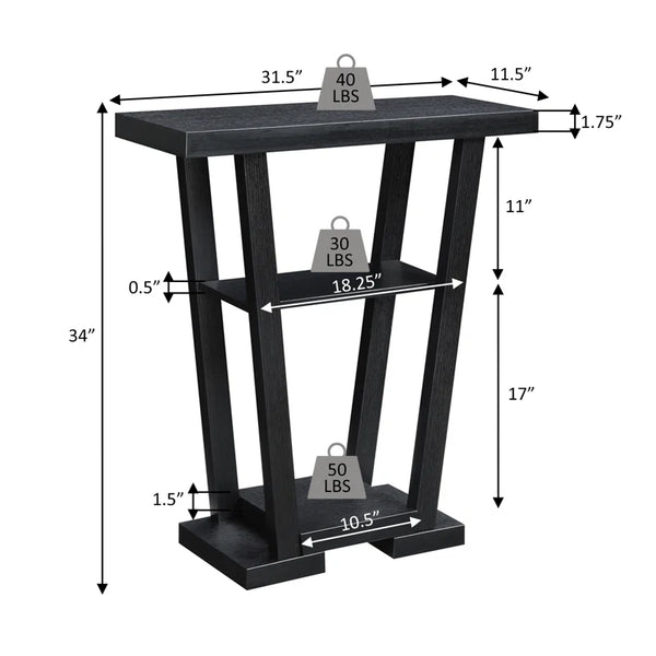 Console Table with Shelves  Wooden Bazar